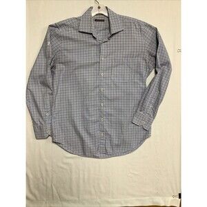 Peter Millar 100% Cotton Shirt Mens Large Blue Plaid Long Sleeve